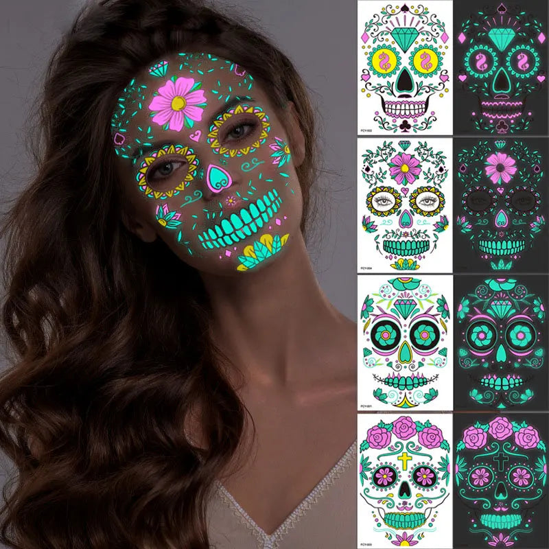 Electro Glow day of the dead temporary face tattoo image 1 | South Africa's Best LED Festival Gear & Rave Clothes - festivals outfits, clothes festival, festival clothing south africa, festival ideas outfits, festival outfits rave, festival wear, steam punk goggle, rave glasses, outfit for a rave, kaleidoscope glasses, diffraction glasses, clothes for a rave, rave sunglasses, spectral glasses, rave goggles, clothes for a rave, rave clothing south africa, festival wear south africa, accessories festival