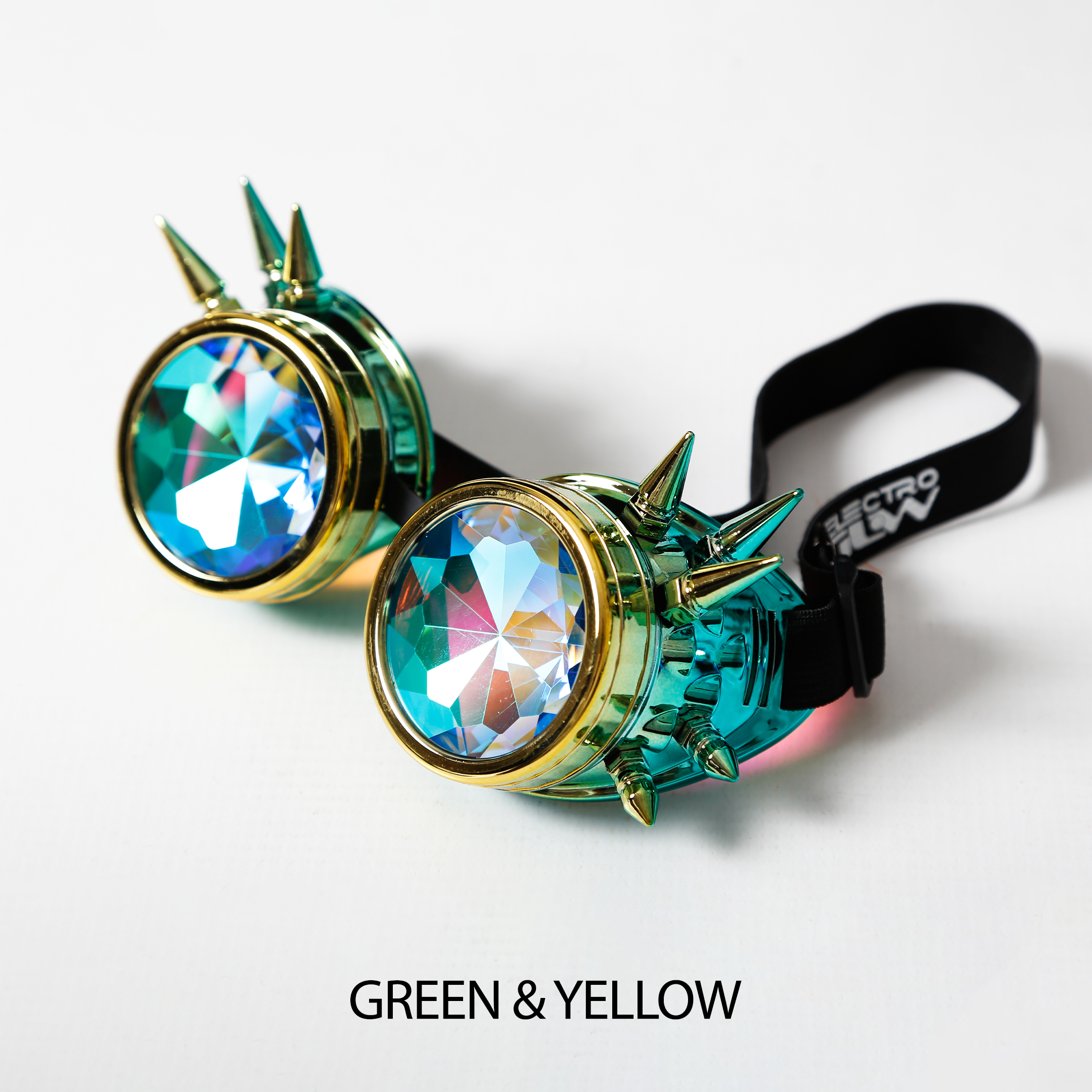 green steampunk kaleidoscope glasses Electro Glow | South Africa's Best LED Festival Gear & Rave Clothes - festivals outfits, clothes festival, festival clothing south africa, festival ideas outfits, festival outfits rave, festival wear, steam punk goggle, rave glasses, outfit for a rave, kaleidoscope glasses, diffraction glasses, clothes for a rave, rave sunglasses, spectral glasses, rave goggles, clothes for a rave, rave clothing south africa, festival wear south africa, accessories festival