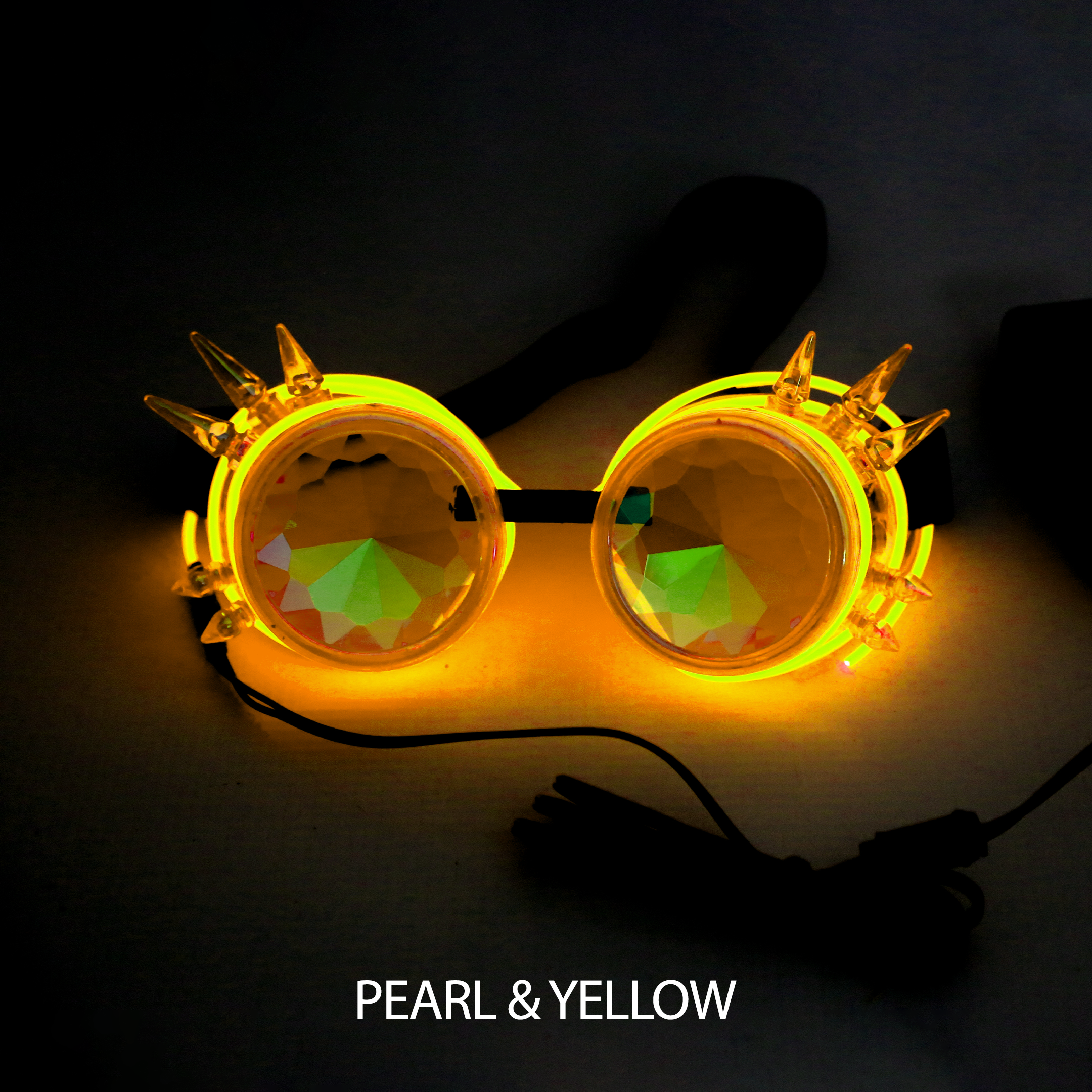 Gold LED steampunk Kaleidoscope glasses Electro Glow | South Africa's Best LED Festival Gear & Rave Clothes - festivals outfits, clothes festival, festival clothing south africa, festival ideas outfits, festival outfits rave, festival wear, steam punk goggle, rave glasses, outfit for a rave, kaleidoscope glasses, diffraction glasses, clothes for a rave, rave sunglasses, spectral glasses, rave goggles, clothes for a rave, rave clothing south africa, festival wear south africa, accessories festival