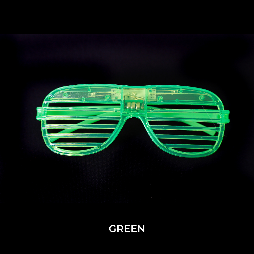 green flashing LED glasses Electro Glow | South Africa's Best LED Festival Gear & Rave Clothes - festivals outfits, clothes festival, festival clothing south africa, festival ideas outfits, festival outfits rave, festival wear, steam punk goggle, rave glasses, outfit for a rave, kaleidoscope glasses, diffraction glasses, clothes for a rave, rave sunglasses, spectral glasses, rave goggles, clothes for a rave, rave clothing south africa, festival wear south africa, accessories festival, rave sunglasses