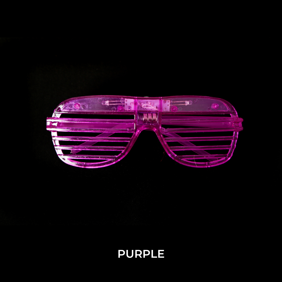 purple flashing LED glasses Electro Glow | South Africa's Best LED Festival Gear & Rave Clothes - festivals outfits, clothes festival, festival clothing south africa, festival ideas outfits, festival outfits rave, festival wear, steam punk goggle, rave glasses, outfit for a rave, kaleidoscope glasses, diffraction glasses, clothes for a rave, rave sunglasses, spectral glasses, rave goggles, clothes for a rave, rave clothing south africa, festival wear south africa, accessories festival, rave sunglasses