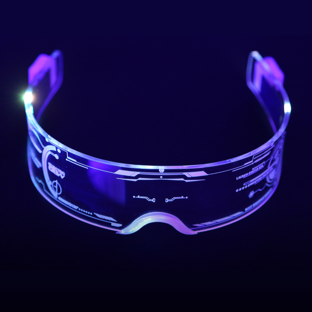 Futuristic LED Glasses 1 from Electro Glow | South Africa's Best LED Festival Gear & Rave Clothes - festivals outfits, clothes festival, festival clothing south africa, festival ideas outfits, festival outfits rave, festival wear, steam punk goggle, rave glasses, outfit for a rave, kaleidoscope glasses, diffraction glasses, clothes for a rave, rave sunglasses, spectral glasses, rave goggles, clothes for a rave, rave clothing south africa, festival wear south africa, accessories festival, rave sunglasses
