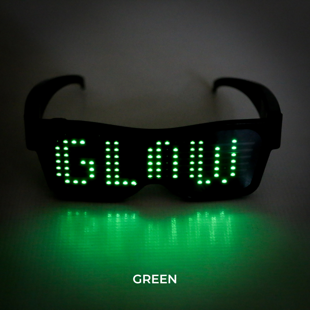 green LED customizable glasses Electro Glow | South Africa's Best LED Festival Gear & Rave Clothes - festivals outfits, clothes festival, festival clothing south africa, festival ideas outfits, festival outfits rave, festival wear, steam punk goggle, rave glasses, outfit for a rave, kaleidoscope glasses, diffraction glasses, clothes for a rave, rave sunglasses, spectral glasses, rave goggles, clothes for a rave, rave clothing south africa, festival wear south africa, accessories festival, rave sunglasses