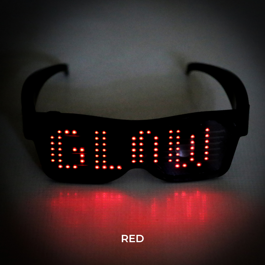 red LED customizable glasses Electro Glow | South Africa's Best LED Festival Gear & Rave Clothes - festivals outfits, clothes festival, festival clothing south africa, festival ideas outfits, festival outfits rave, festival wear, steam punk goggle, rave glasses, outfit for a rave, kaleidoscope glasses, diffraction glasses, clothes for a rave, rave sunglasses, spectral glasses, rave goggles, clothes for a rave, rave clothing south africa, festival wear south africa, accessories festival, rave sunglasses