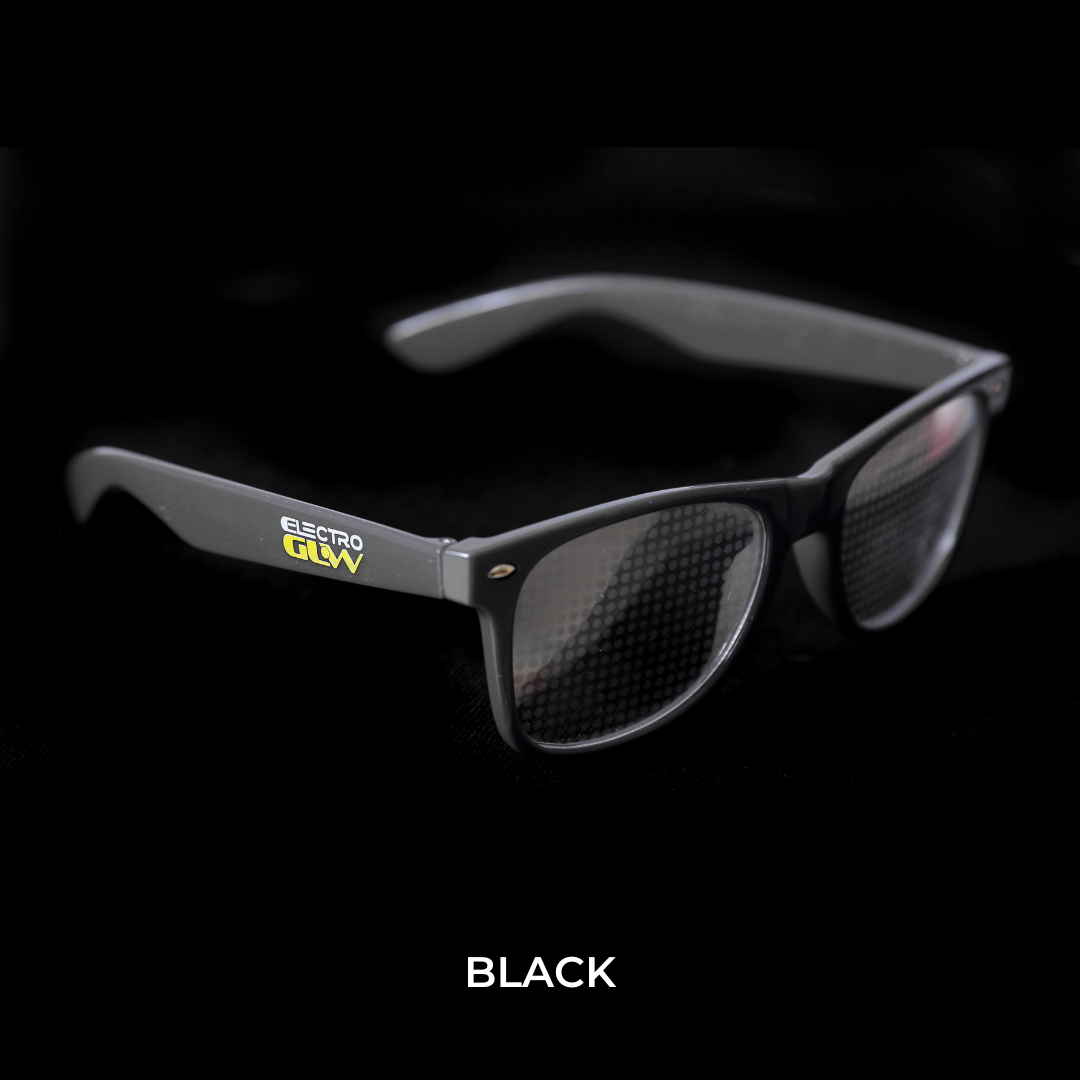 black diffraction glasses from Electro Glow | South Africa's Best LED Festival Gear & Rave Clothes - festivals outfits, clothes festival, festival clothing south africa, festival ideas outfits, festival outfits rave, festival wear, steam punk goggle, rave glasses, outfit for a rave, kaleidoscope glasses, diffraction glasses, clothes for a rave, rave sunglasses, spectral glasses, rave goggles, clothes for a rave, rave clothing south africa, festival wear south africa, accessories festival, rave sunglasses