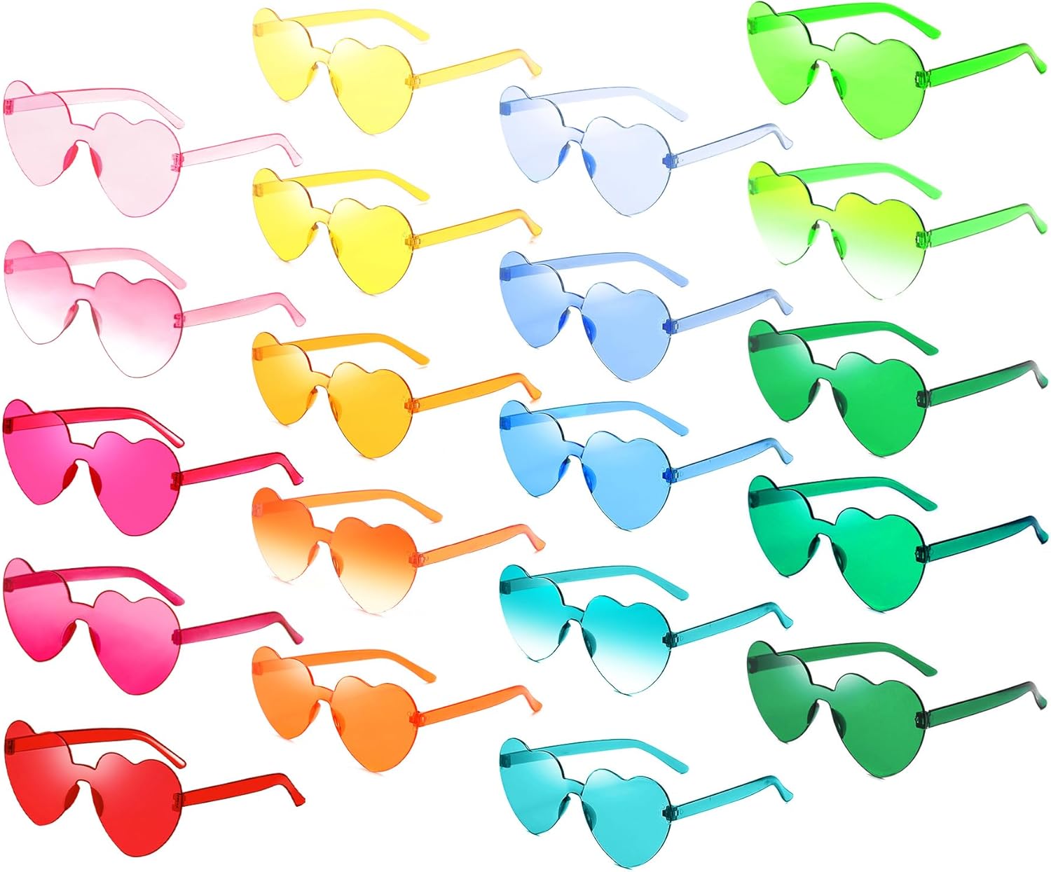 Glow Guru Special - 10 x Rimless Plastic Heart Glasses