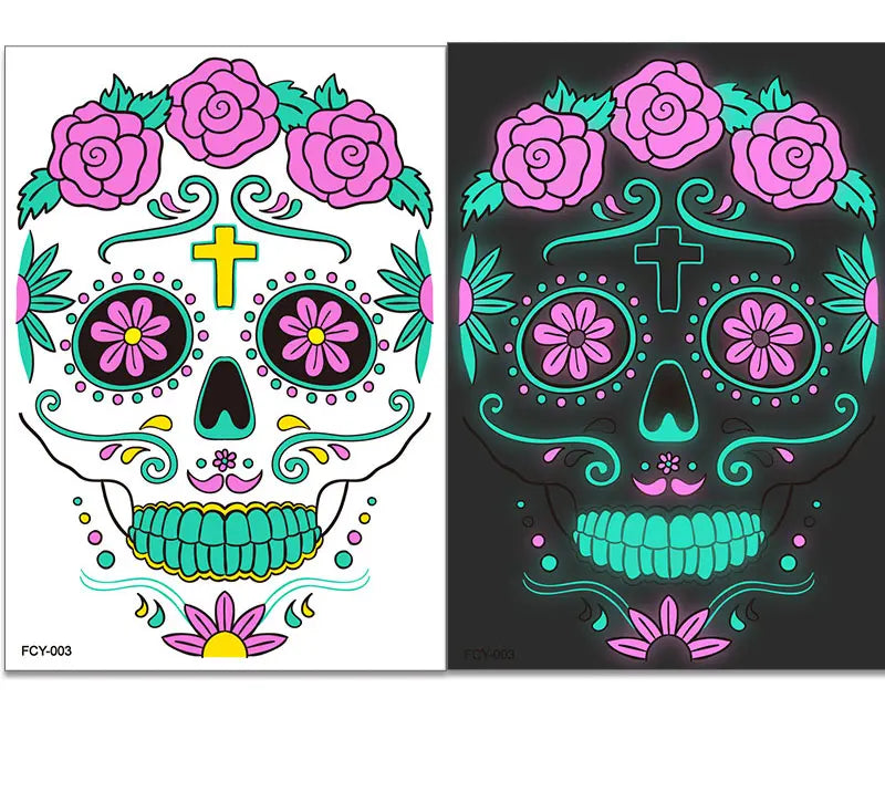 Electro Glow day of the dead temporary face tattoo image 6 | South Africa's Best LED Festival Gear & Rave Clothes - festivals outfits, clothes festival, festival clothing south africa, festival ideas outfits, festival outfits rave, festival wear, steam punk goggle, rave glasses, outfit for a rave, kaleidoscope glasses, diffraction glasses, clothes for a rave, rave sunglasses, spectral glasses, rave goggles, clothes for a rave, rave clothing south africa, festival wear south africa, accessories festival