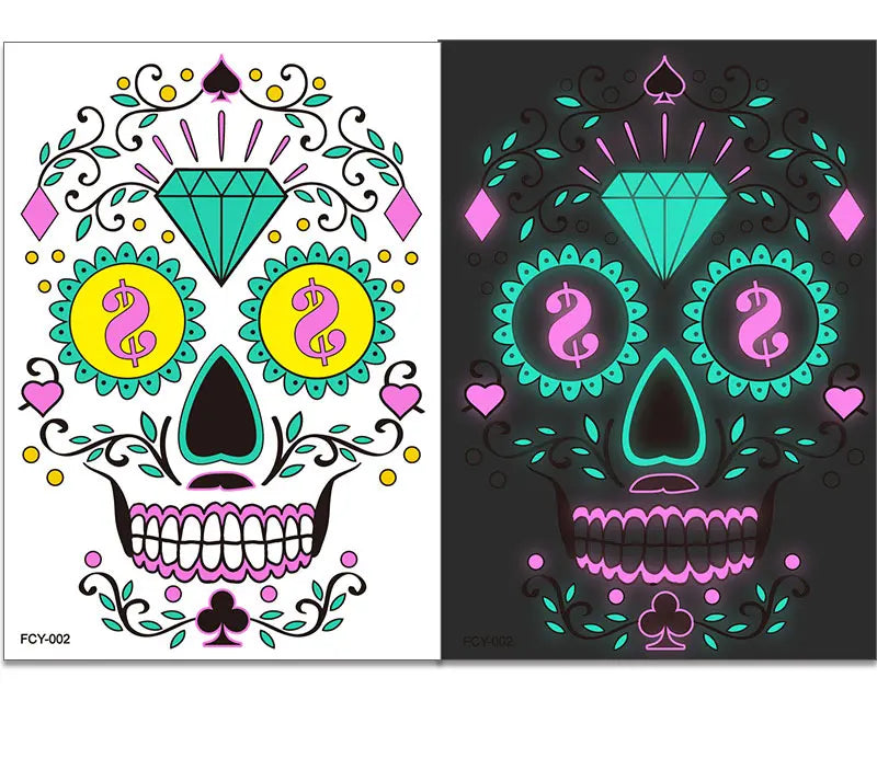 Electro Glow day of the dead temporary face tattoo image 4 | South Africa's Best LED Festival Gear & Rave Clothes - festivals outfits, clothes festival, festival clothing south africa, festival ideas outfits, festival outfits rave, festival wear, steam punk goggle, rave glasses, outfit for a rave, kaleidoscope glasses, diffraction glasses, clothes for a rave, rave sunglasses, spectral glasses, rave goggles, clothes for a rave, rave clothing south africa, festival wear south africa, accessories festival