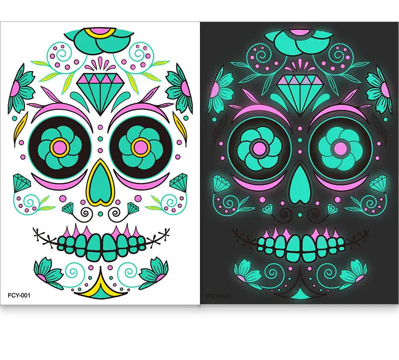 Electro Glow day of the dead temporary face tattoo image 3 | South Africa's Best LED Festival Gear & Rave Clothes - festivals outfits, clothes festival, festival clothing south africa, festival ideas outfits, festival outfits rave, festival wear, steam punk goggle, rave glasses, outfit for a rave, kaleidoscope glasses, diffraction glasses, clothes for a rave, rave sunglasses, spectral glasses, rave goggles, clothes for a rave, rave clothing south africa, festival wear south africa, accessories festival