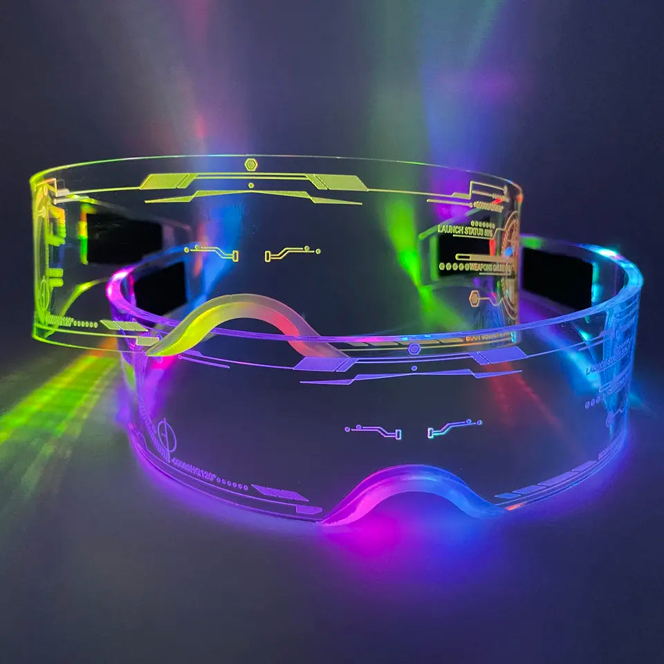 Futuristic LED Glasses 3 from Electro Glow | South Africa's Best LED Festival Gear & Rave Clothes - festivals outfits, clothes festival, festival clothing south africa, festival ideas outfits, festival outfits rave, festival wear, steam punk goggle, rave glasses, outfit for a rave, kaleidoscope glasses, diffraction glasses, clothes for a rave, rave sunglasses, spectral glasses, rave goggles, clothes for a rave, rave clothing south africa, festival wear south africa, accessories festival, rave sunglasses